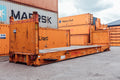 40ft shipping container flat rack red brown used corner right scaled 1.webp