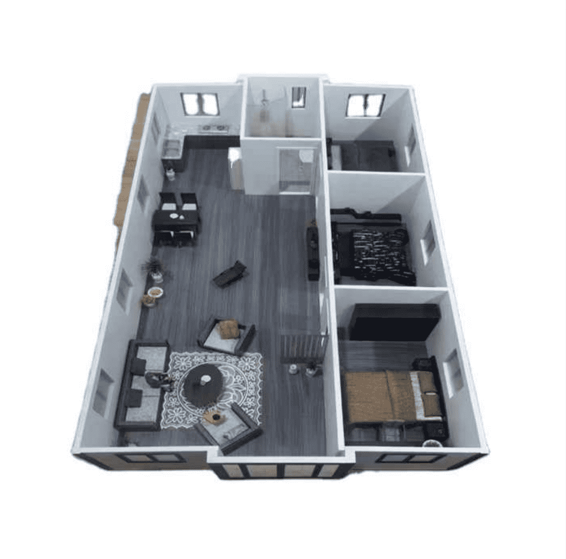 TS-144 Turnkey Prefab Mobile Home With 3 Bedrooms (800 sq ft)