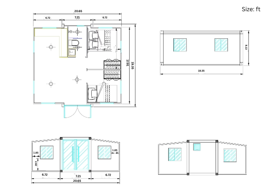 K68 Off-Grid Tiny Home With 2 Bedrooms, Kitchen & Bathroom (400 sq ft)
