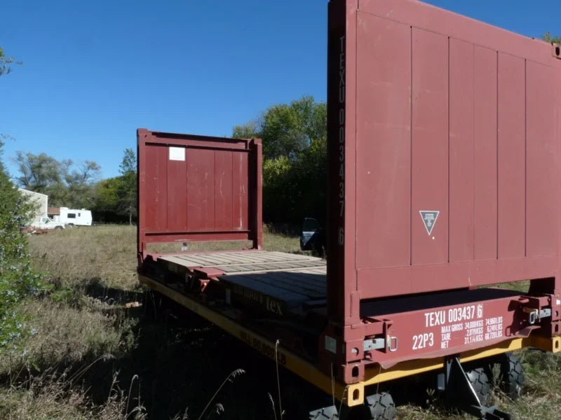 20′ Flat Rack Shipping Container – One Trip, For Equipment, Oversize Items